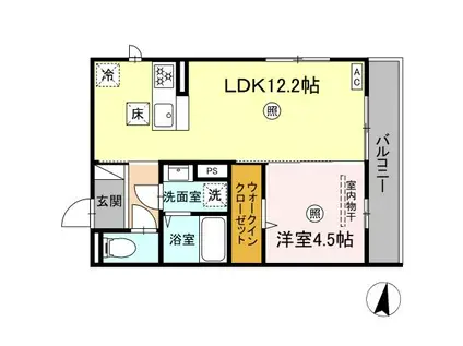 サニーサイド幸I 大和(1LDK/2階)の間取り写真