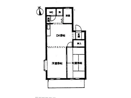 サニーハイツ原(2DK/2階)の間取り写真