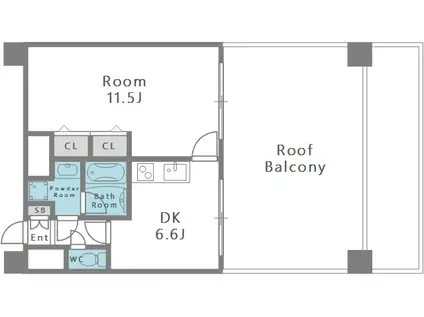 ウイングコート阿波座(1DK/9階)の間取り写真