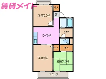 プリシエール多度(2LDK/1階)の間取り写真