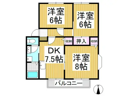 サンビレッジ上駒(3DK/1階)の間取り写真