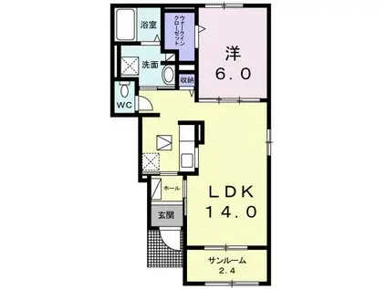 プリームス II(1LDK/1階)の間取り写真