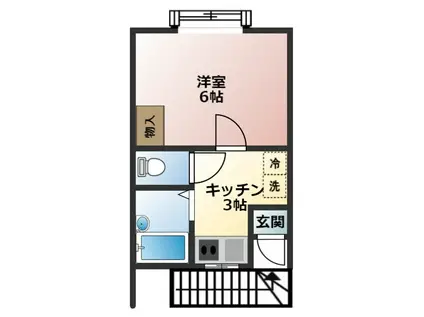 エスポワールII(1K/2階)の間取り写真