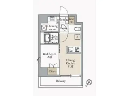 JMFレジデンス蔵前二丁目(1DK/12階)の間取り写真