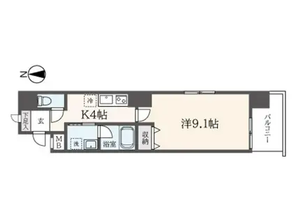 BLANC NOIR(1K/4階)の間取り写真