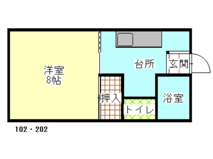 コーポ鈴木 新屋(1K/2階)の間取り写真