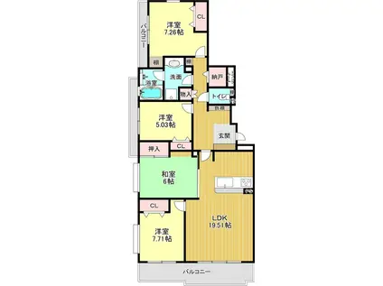 ディアレスト大平台(4LDK/4階)の間取り写真