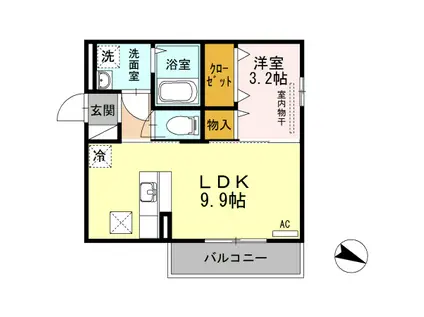 ネオデラサンテ(1K/2階)の間取り写真