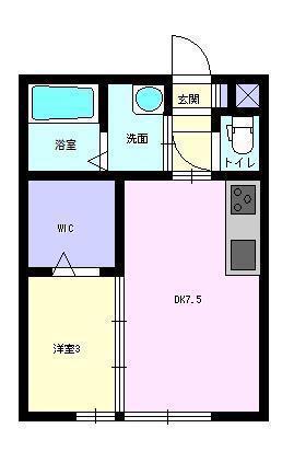 クローバーヒルズB(1DK/2階)の間取り写真