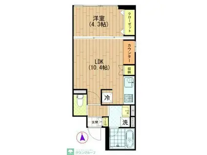 アリーチェ亀戸(1LDK/4階)の間取り写真