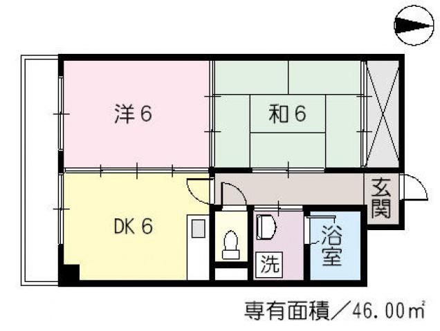 アーバンハイムII(2DK/2階)の間取り写真