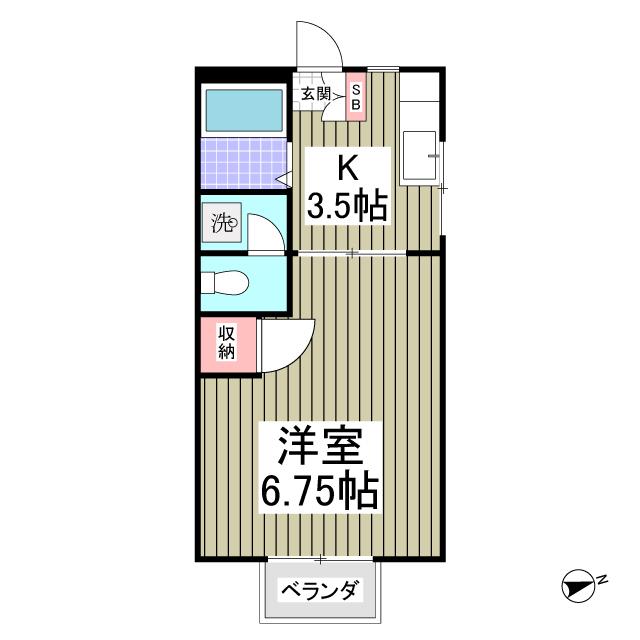 パステルハイツ(1K/1階)の間取り写真