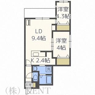 ファランドール宮の森(2LDK/3階)の間取り写真