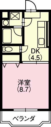 ヴェルジェ(1DK/3階)の間取り写真
