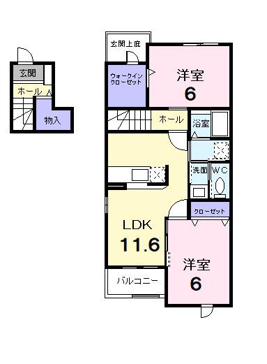 オビ-・ロードII(2LDK/2階)の間取り写真