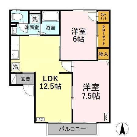 セジュールYOU(2LDK/1階)の間取り写真