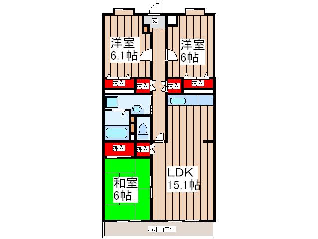 ロイヤルプラザ(3LDK/2階)の間取り写真