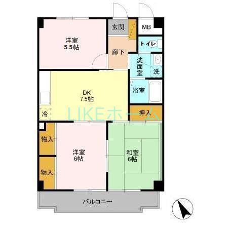 プルミエール西船(3DK/5階)の間取り写真
