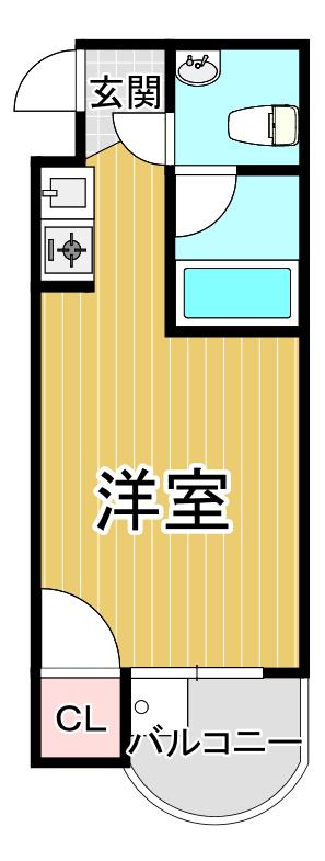 ラ・コート滝谷A棟(ワンルーム/2階)の間取り写真
