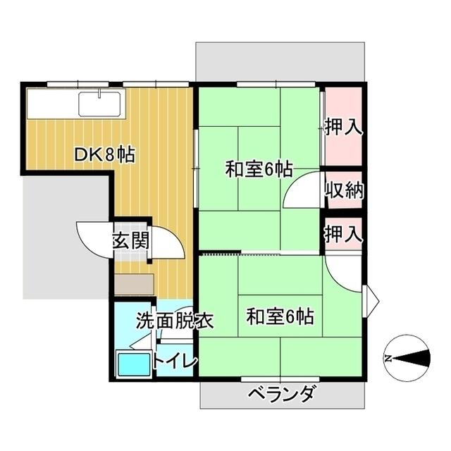 サンライズ城東(2DK/2階)の間取り写真