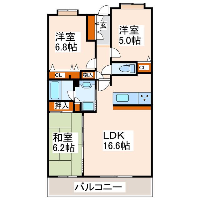 アルバガーデングランデージ白川公園(3LDK/11階)の間取り写真