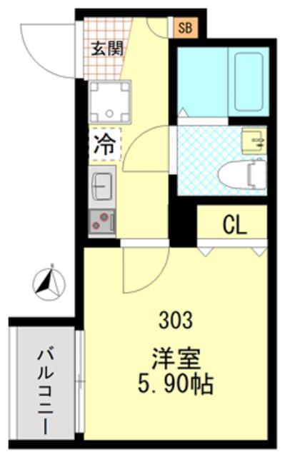 CFジオーレ大師橋(1K/3階)の間取り写真