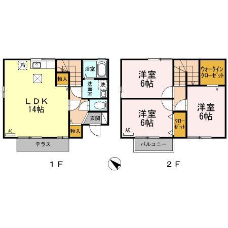 ソシアA(3LDK/1階)の間取り写真