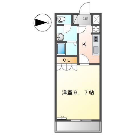 ピュアリーフ(1K/2階)の間取り写真