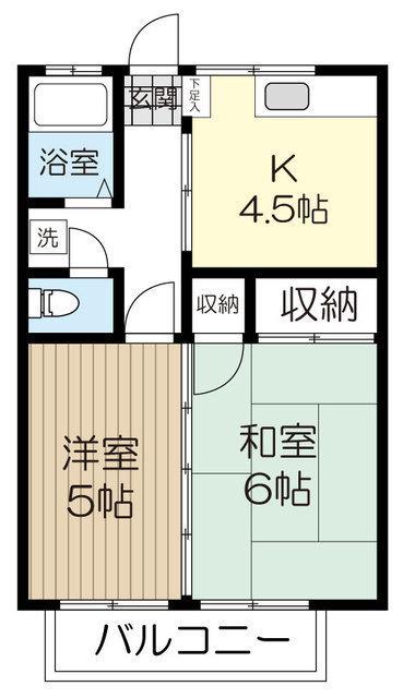 北上ハイツ(2K/2階)の間取り写真