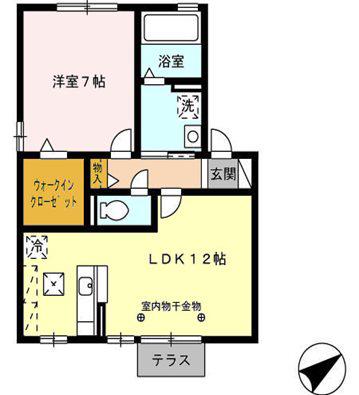 セジュールパース(1LDK/1階)の間取り写真