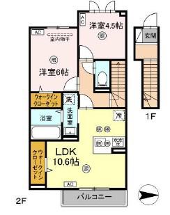 ETOALIA(2LDK/2階)の間取り写真