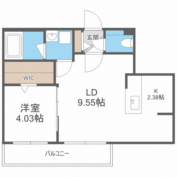 CHARLOTTE中の島(1LDK/5階)の間取り写真