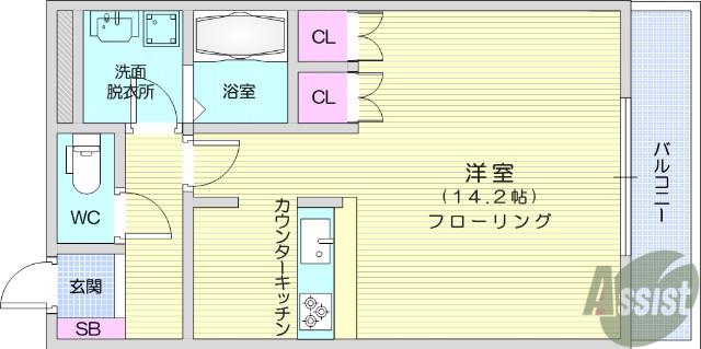 ルミナスハイム弐番館(1K/1階)の間取り写真
