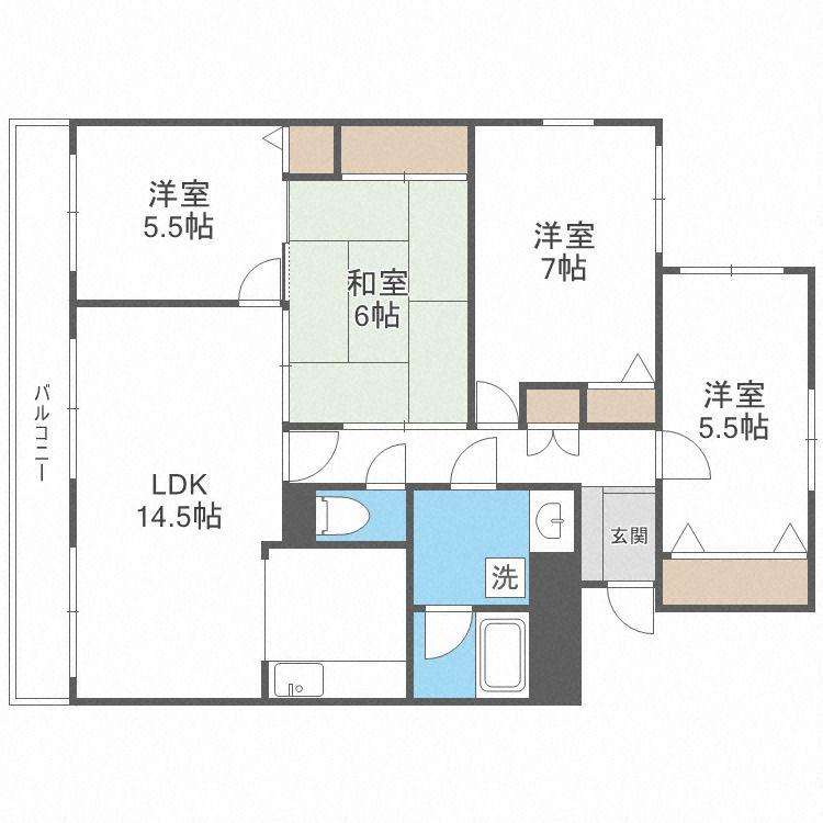 タウンシップ旭ヶ丘(4LDK/2階)の間取り写真