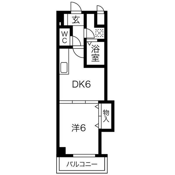 エクセルコート(1DK/2階)の間取り写真