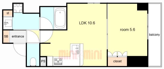 リーガル神戸三宮II(1LDK/10階)の間取り写真