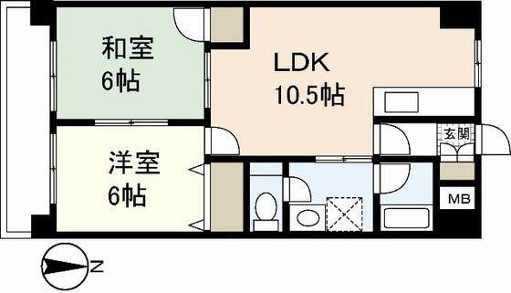 グラディール堺町(2LDK/6階)の間取り写真