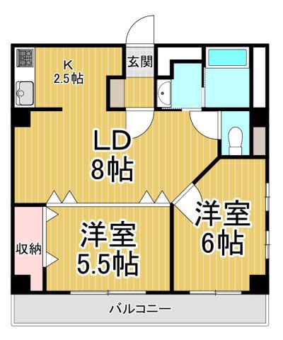 リーストラクチャー西宮北口(2LDK/3階)の間取り写真