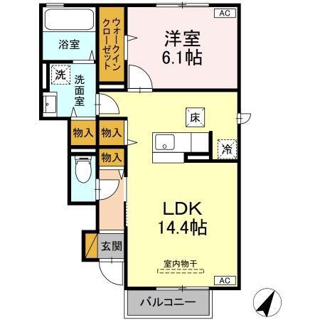 コンフォール千現IIA(1LDK/1階)の間取り写真