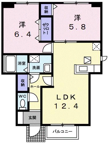 エトワールシャン(2LDK/1階)の間取り写真