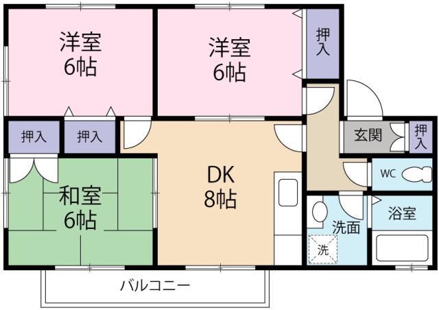 セジュール岩本A(3DK/2階)の間取り写真