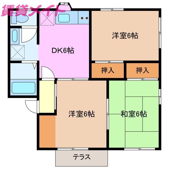 ハミングタウン(3DK/1階)の間取り写真