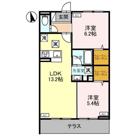 CLASSEUM元今泉(2LDK/1階)の間取り写真