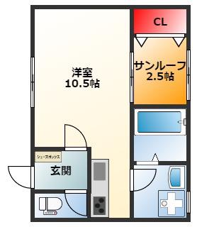 藤原マンション(ワンルーム/3階)の間取り写真