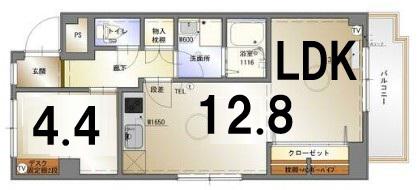 ファミール荒江(1LDK/2階)の間取り写真
