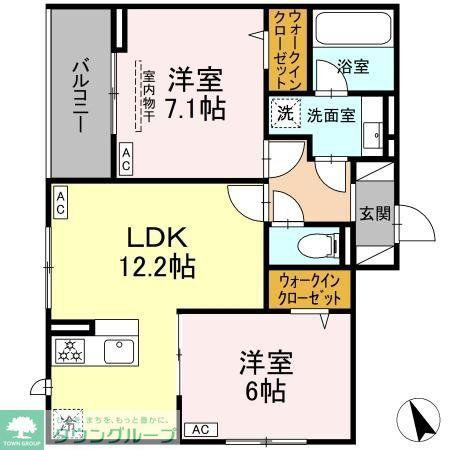 D PAINA 宿河原6 II(2LDK/3階)の間取り写真
