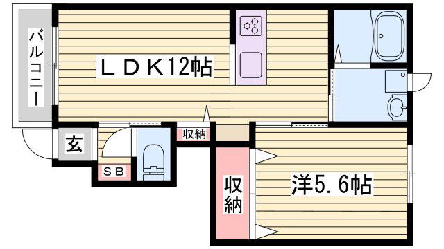 シャーメゾンライグラス(1LDK/1階)の間取り写真