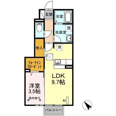 アベリア358II(1LDK/1階)の間取り写真