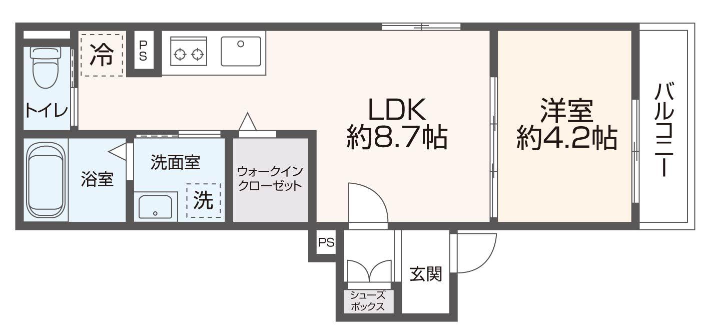 GRANDIR弥刀(1LDK/3階)の間取り写真