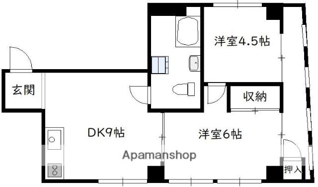 WINSHOME橘II(2DK/4階)の間取り写真